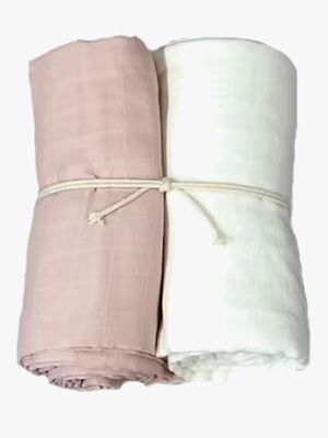Mini Dreams Musselin Tæppe 2-pak, Hvid/Lyserød