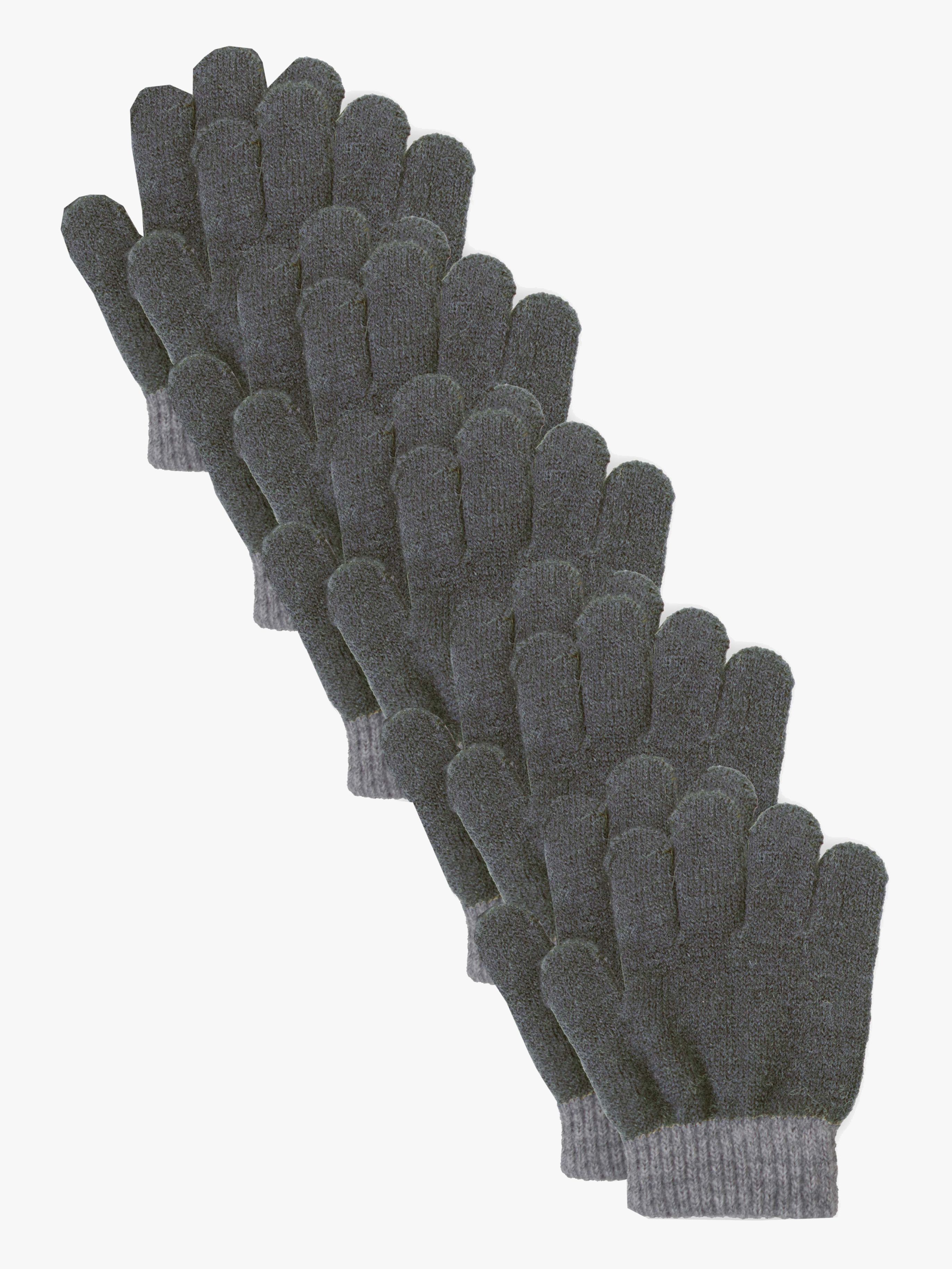 Lindberg Sundsvall Fingervanter Uldblanding 5-pak, Anthracite/Grey, 5-8 år