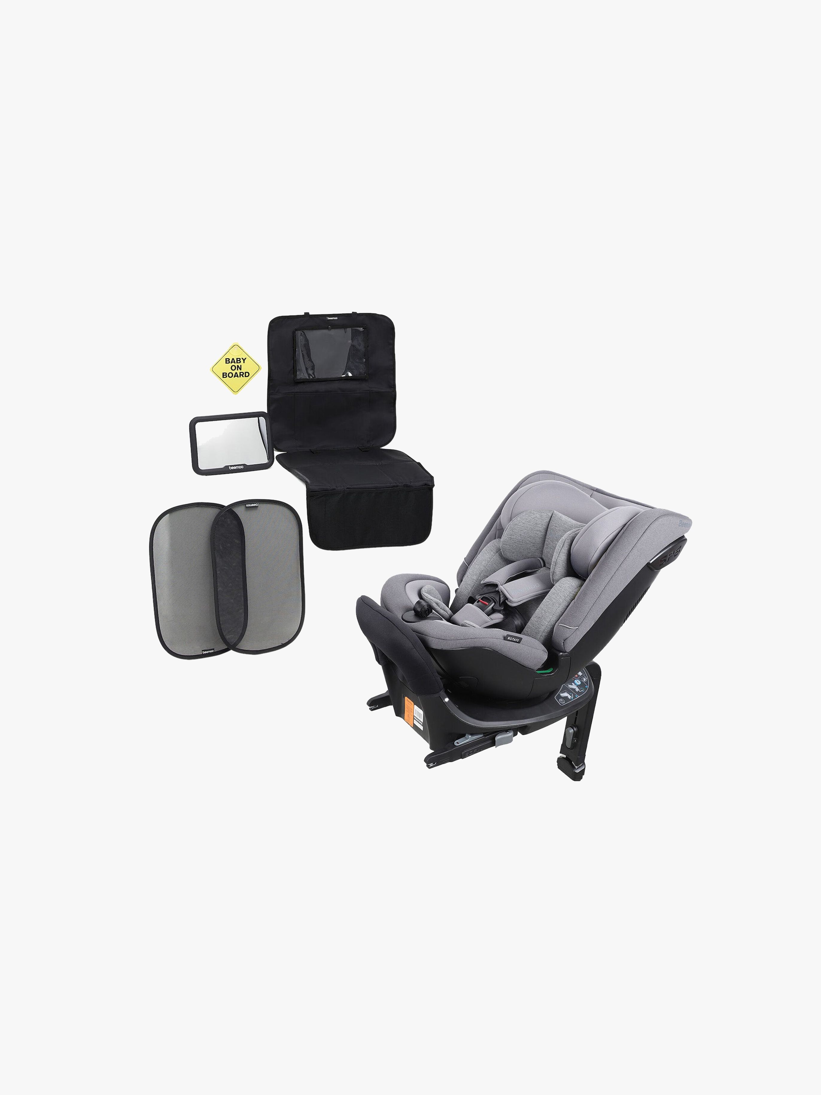 Beemoo Rotate i-Size Vendbar Autostol Inkl. Tilbehørspakke, Mineral Grey