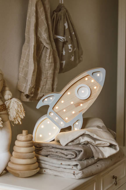 Little Lights Lampe Rumraket, Grey Wood