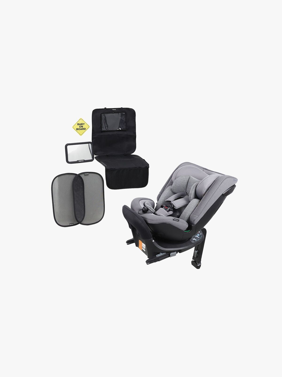 Beemoo Rotate i-Size Vendbar Autostol Inkl. Tilbehørspakke, Mineral Grey
