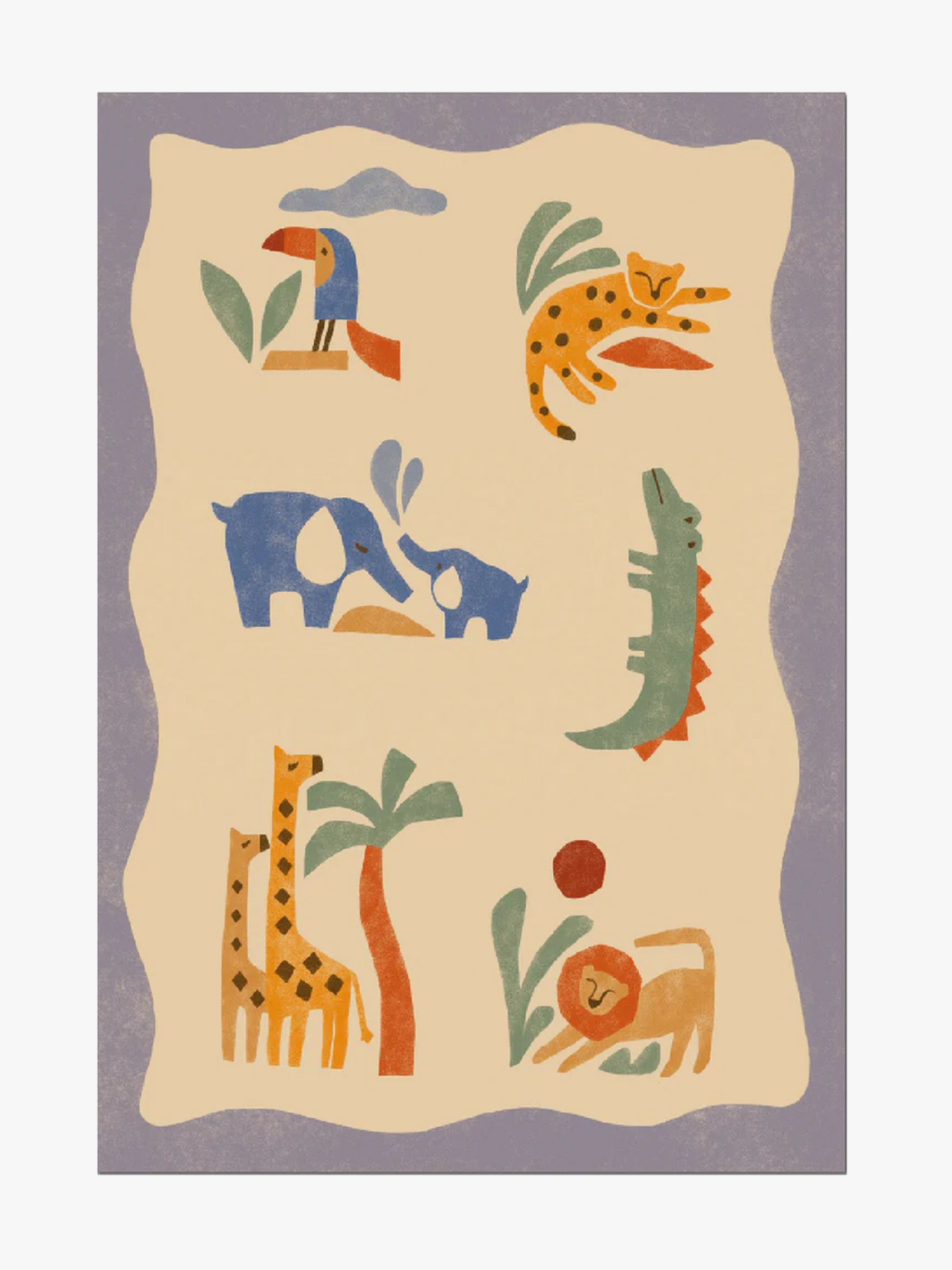 Hueppi Måtte 120x160, Matta Tails And Trails Safari Blue