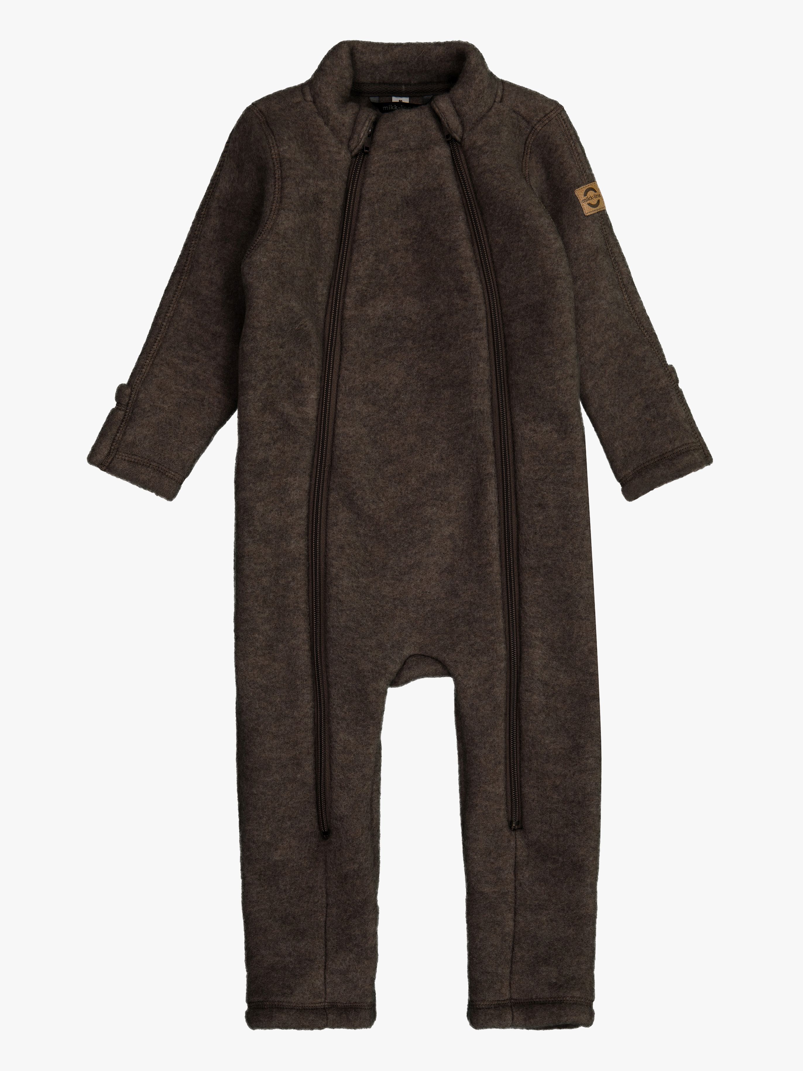 Mikk-Line Heldragt Baby Dobbeltlynlås Merinould, Dark Brown Melange, 56