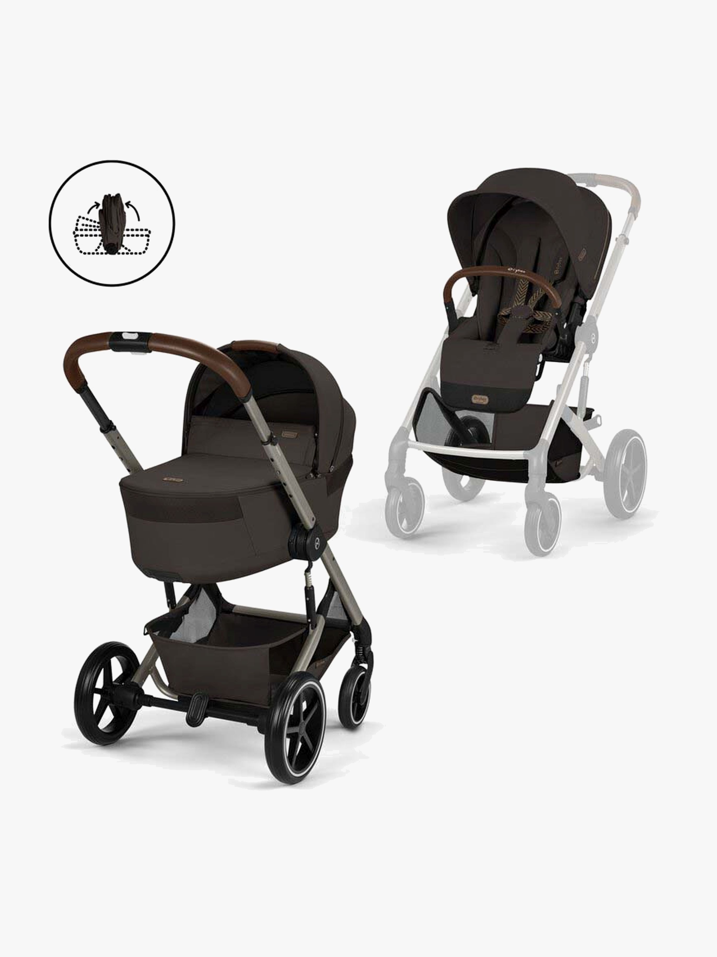 Cybex BALIOS S Lux Duovogn inkl Fold Cot, Chocolate Brown
