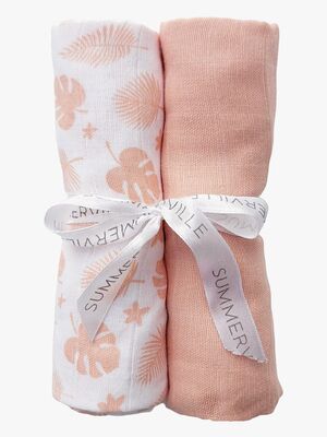 Summerville Organic Musselin Tæppe 2-pak, Tropical/Peachy