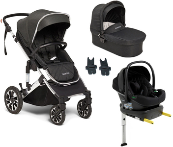Beemoo Maxi 4 Duovogn inkl. Route i-Size Autostol Baby & ISOFIX Base, Black Silver/Black Stone