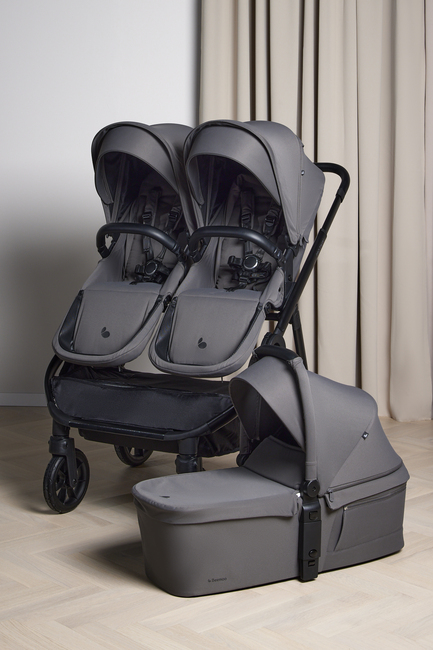 Beemoo Pro Twin 2 Søskendevogn inkl. Liggedel, Mocha Grey