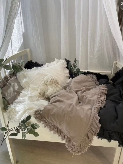 Mini Dreams Sengesæt Vintage Flæser Tremmeseng, Khaki