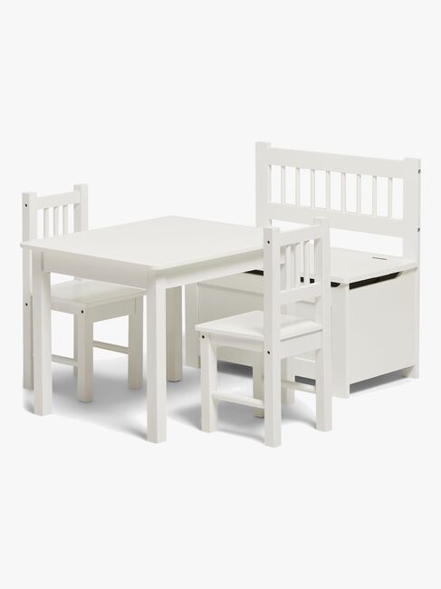 Alice & Fox LOVIS Bord & Stole + Sofa med Opbevaring, Hvid
