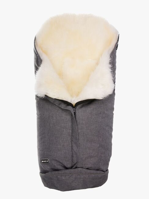 Bozz Lammeskindskørepose Langhåret, Grey Melange/White