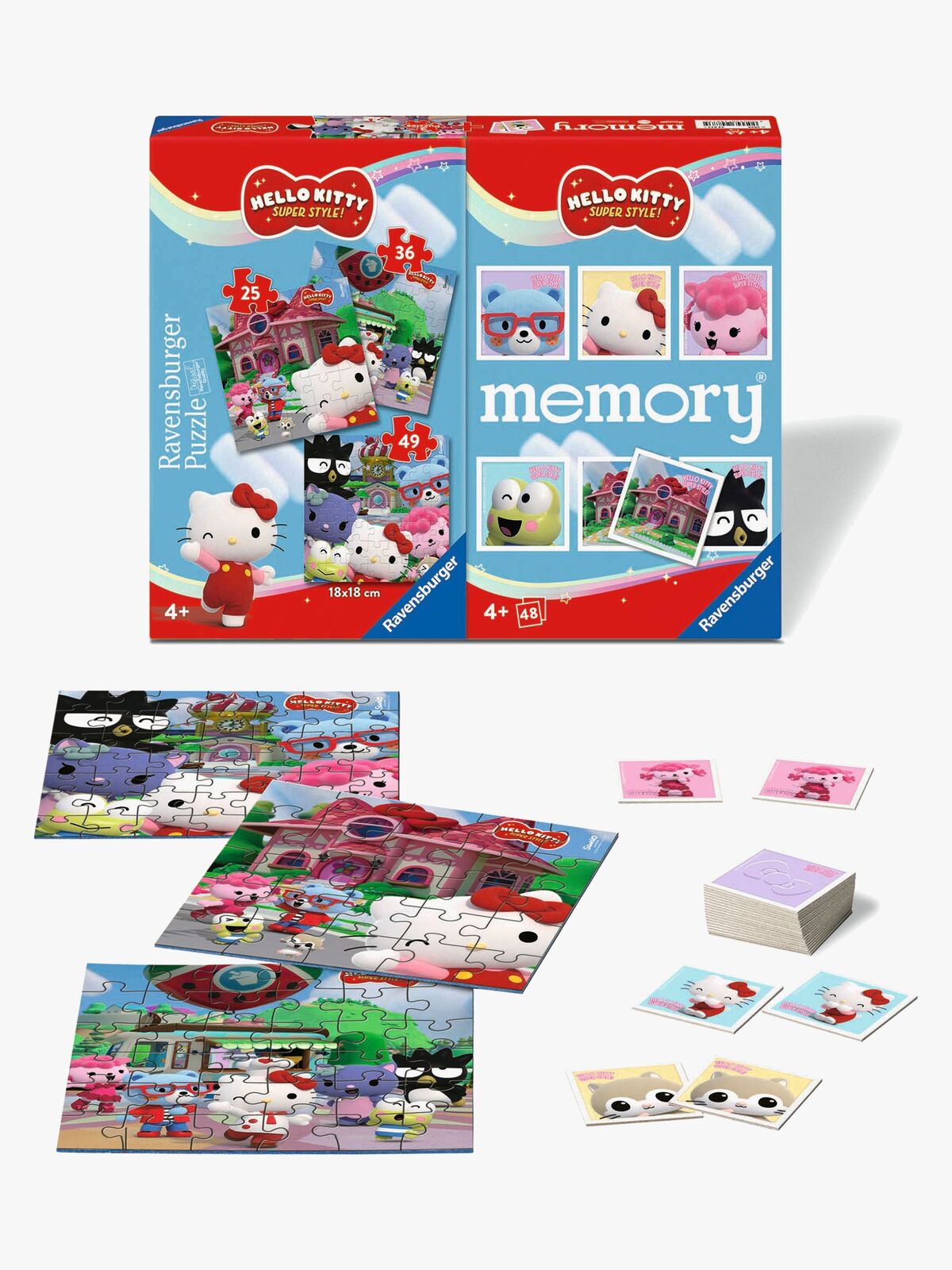 Ravensburger Hello Kitty Puslespil 3-i-1 + Huskespil