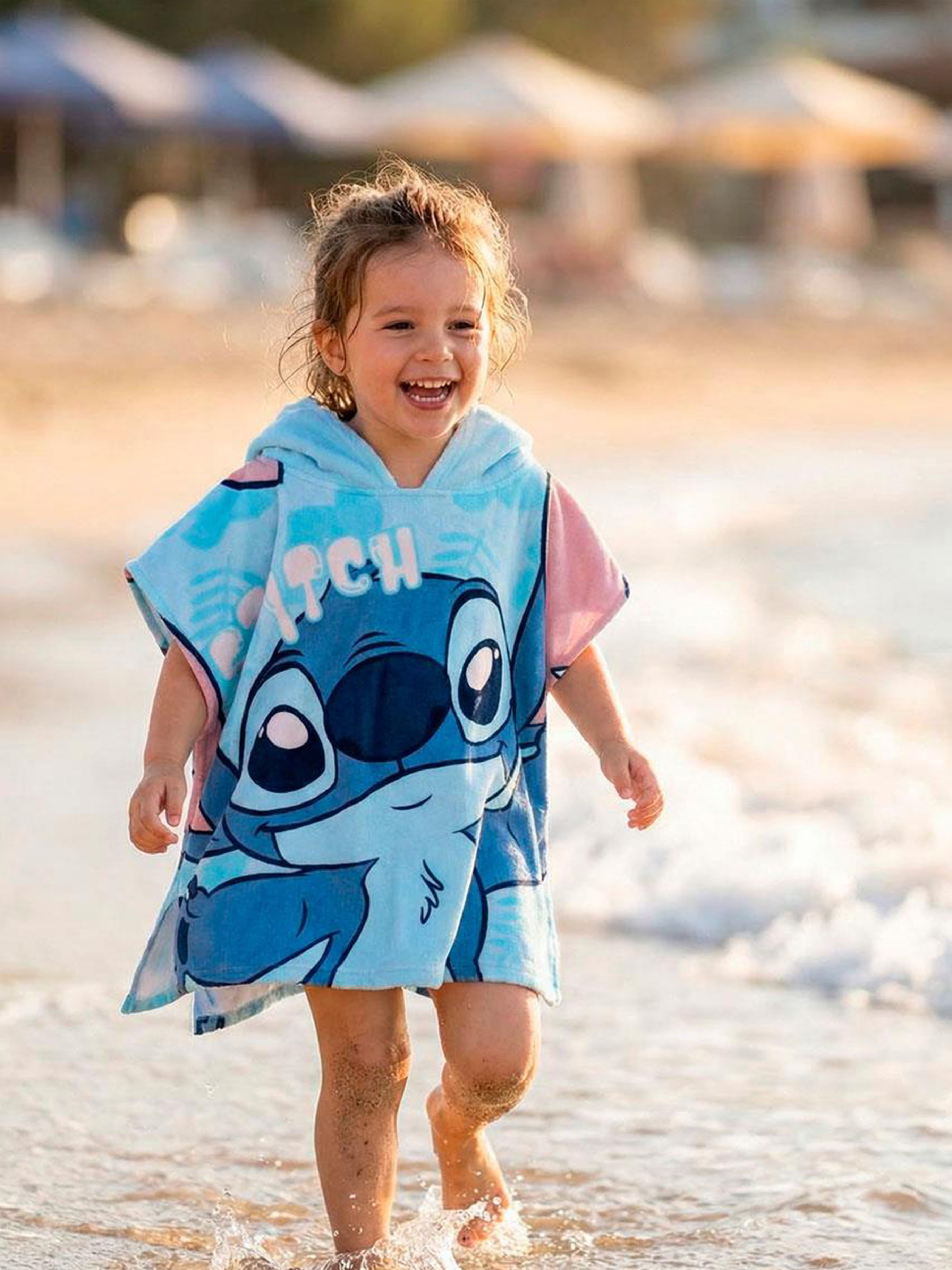 Disney Stitch Strandponcho Mikrofiber, Blå