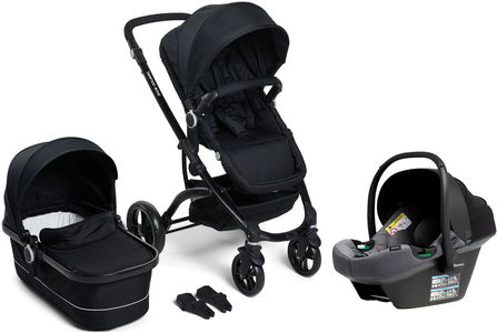 Beemoo Move Duo Kombivogn inkl. Route i-Size Autostol Baby, Black/Mineral Grey