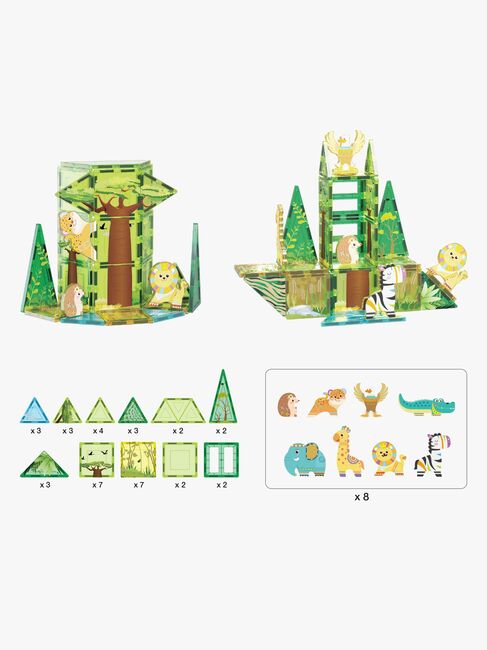 PicassoTiles Byggesæt Safari med 8 Dyr 46 Dele