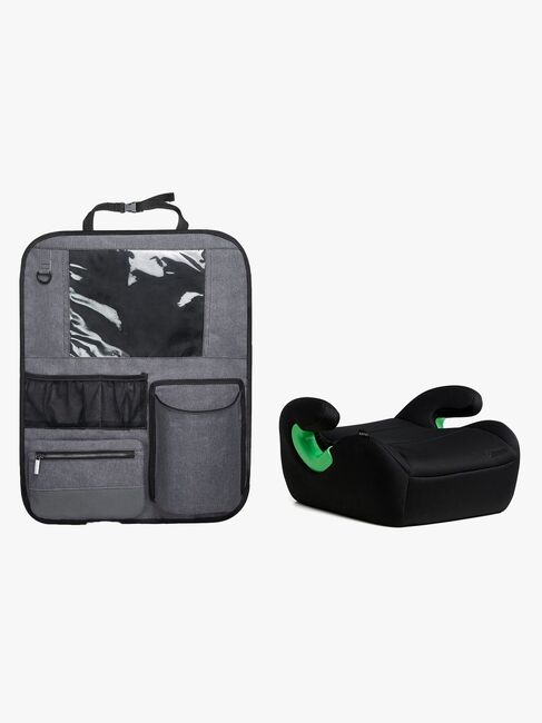 Beemoo Raise 2 i-Size Selepude inkl. Beemoo Deluxe Sædebeskytter med Opbevaring, Black Stone