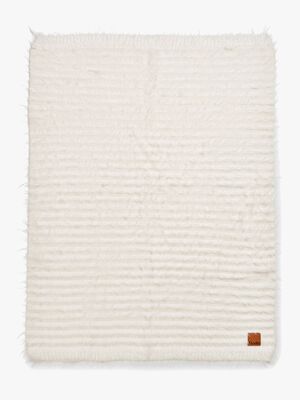 Elodie Furry Knit Tæppe, Vanilla White