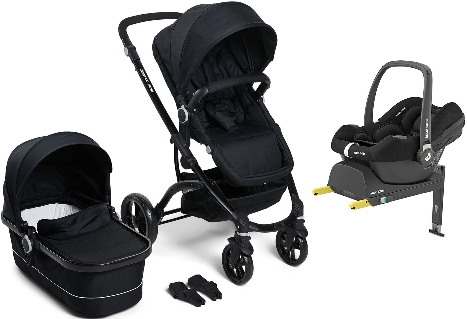 Beemoo Move Duo Kombivogn inkl. Maxi-Cosi CabrioFix i-Size Autostol Baby & Base, Black
