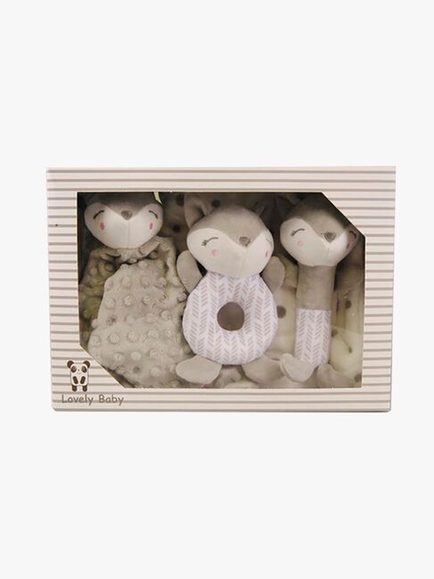 CarloBaby Fleecetæppe & Bamse Giftset Ræv, Grå