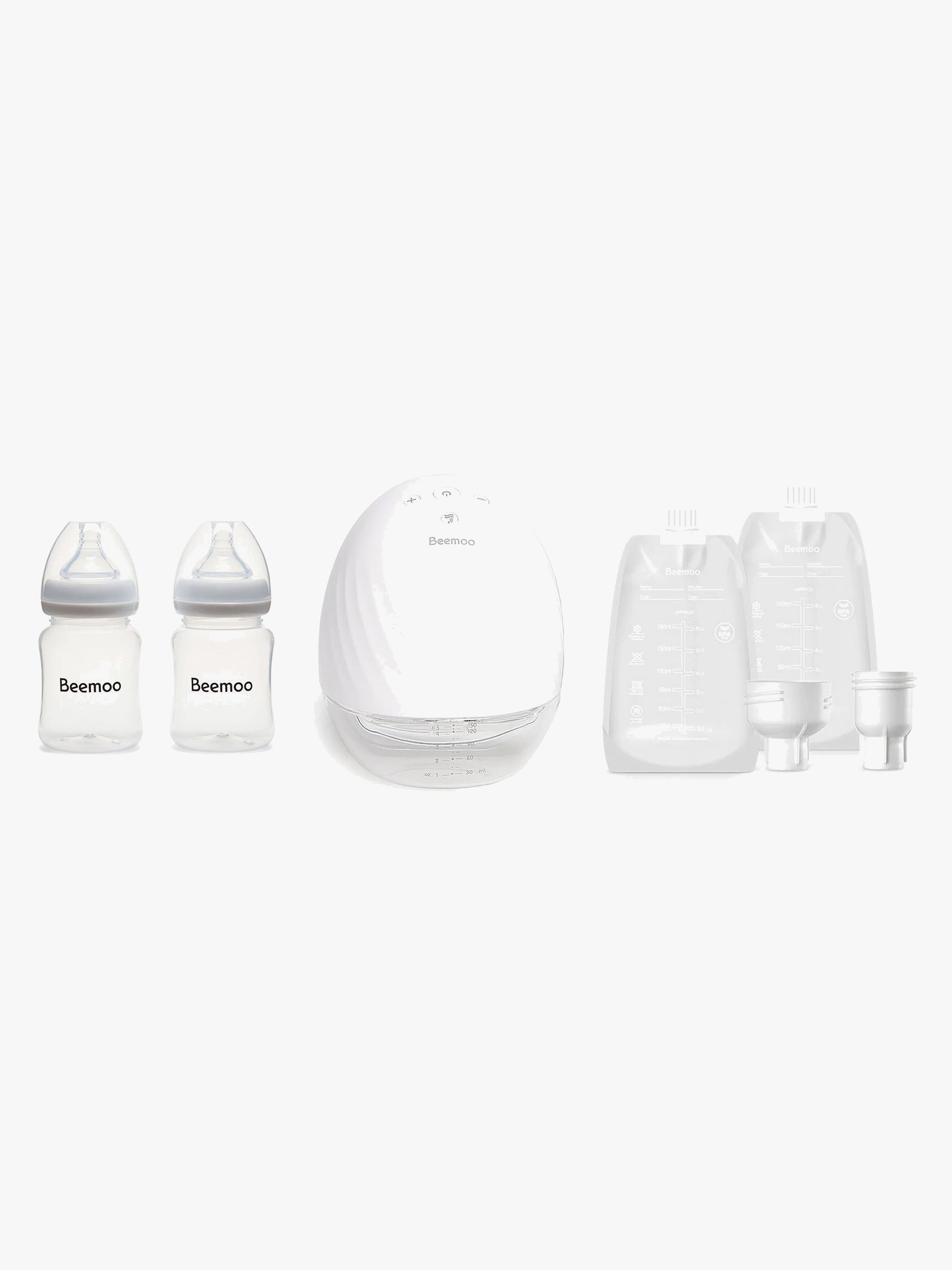 Beemoo CARE Wearable Elektrisk Brystpumpe Single inkl. Modermælksposer & Modermælksflaske 180 ml 2-pak