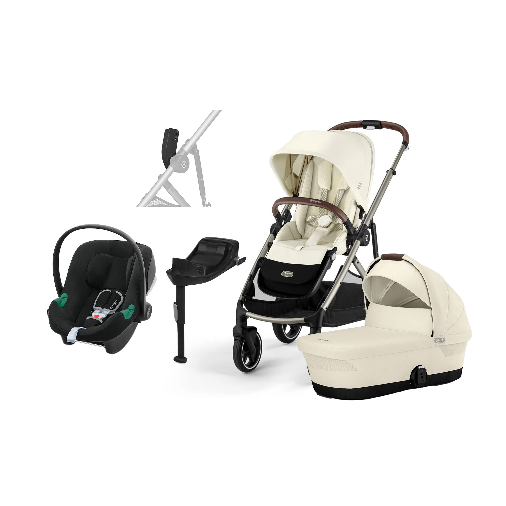 Cybex GAZELLE S Duovogn inkl. Cybex Aton B2 i-Size Autostol Baby inkl. Base, Seashell Beige/Taupe