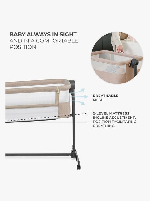 Kinderkraft Nestee Up 2 Bedside Crib, Beige