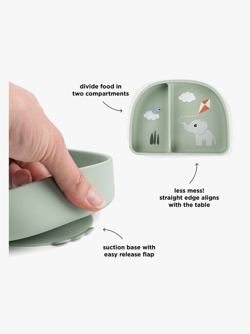 Done By Deer Playground Opdelt Tallerken Stick & Stay, Green