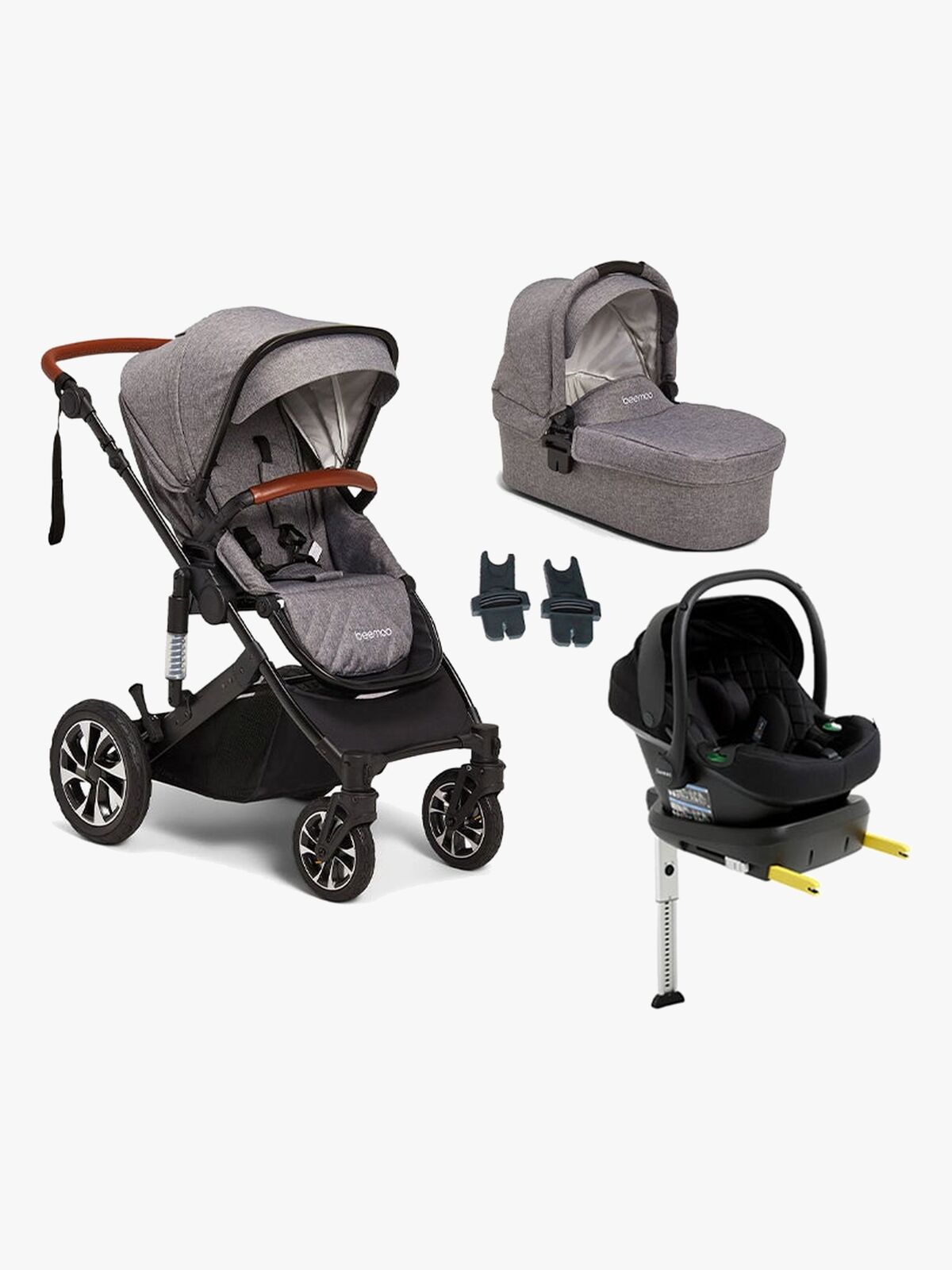 Beemoo Maxi 4 Duovogn inkl. Route i-Size Autostol Baby & ISOFIX Base, Gray Black/Black Stone
