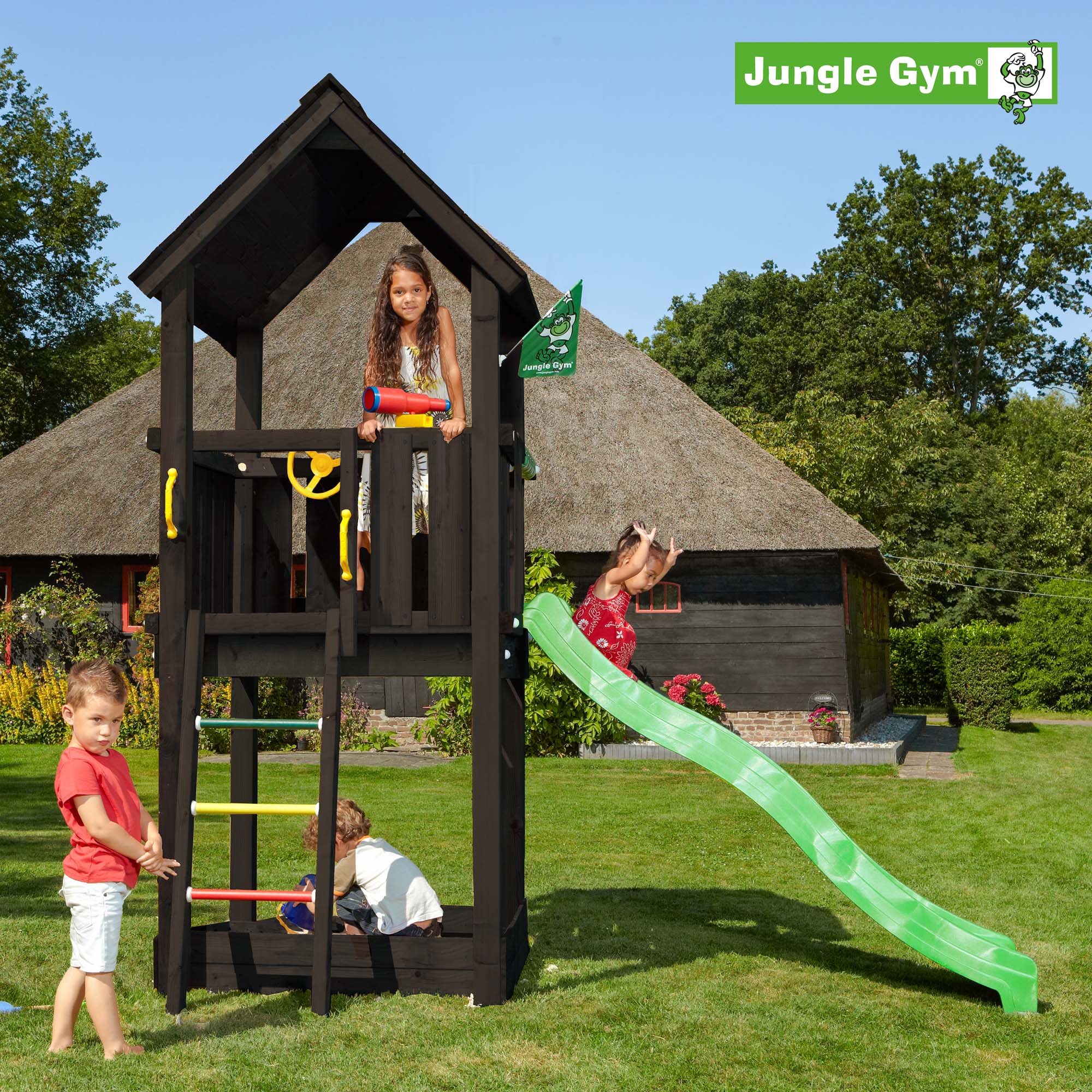 Jungle Gym Legetårn Club med Grøn Rutsjebane