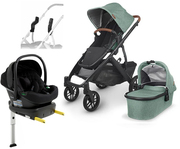 UPPAbaby VISTA V2 Duovogn inkl. Beemoo Route i-Size Autostol Baby & ISOFIX Base, Gwen Green/Black Stone