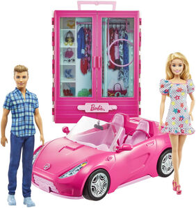 Barbie & Ken Dukker m. Bil & Garderobe