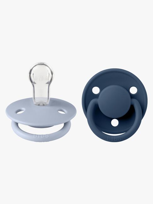 BIBS De Lux Sut 2-pak Silikone One Size Rund, Dusty Blue/Steel Blue