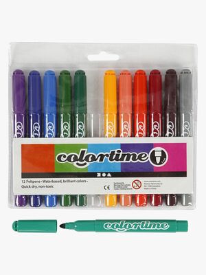 Colortime Tusser med 5 mm Filtspids, Kompletterende Farver, 12 stk.