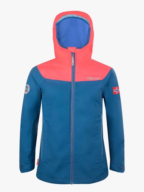 Trollkids Bergen Regnjakke, Midnight Blue/Coral