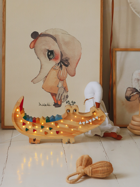 Little Lights Lampe Krokodille, Caribbean Wood