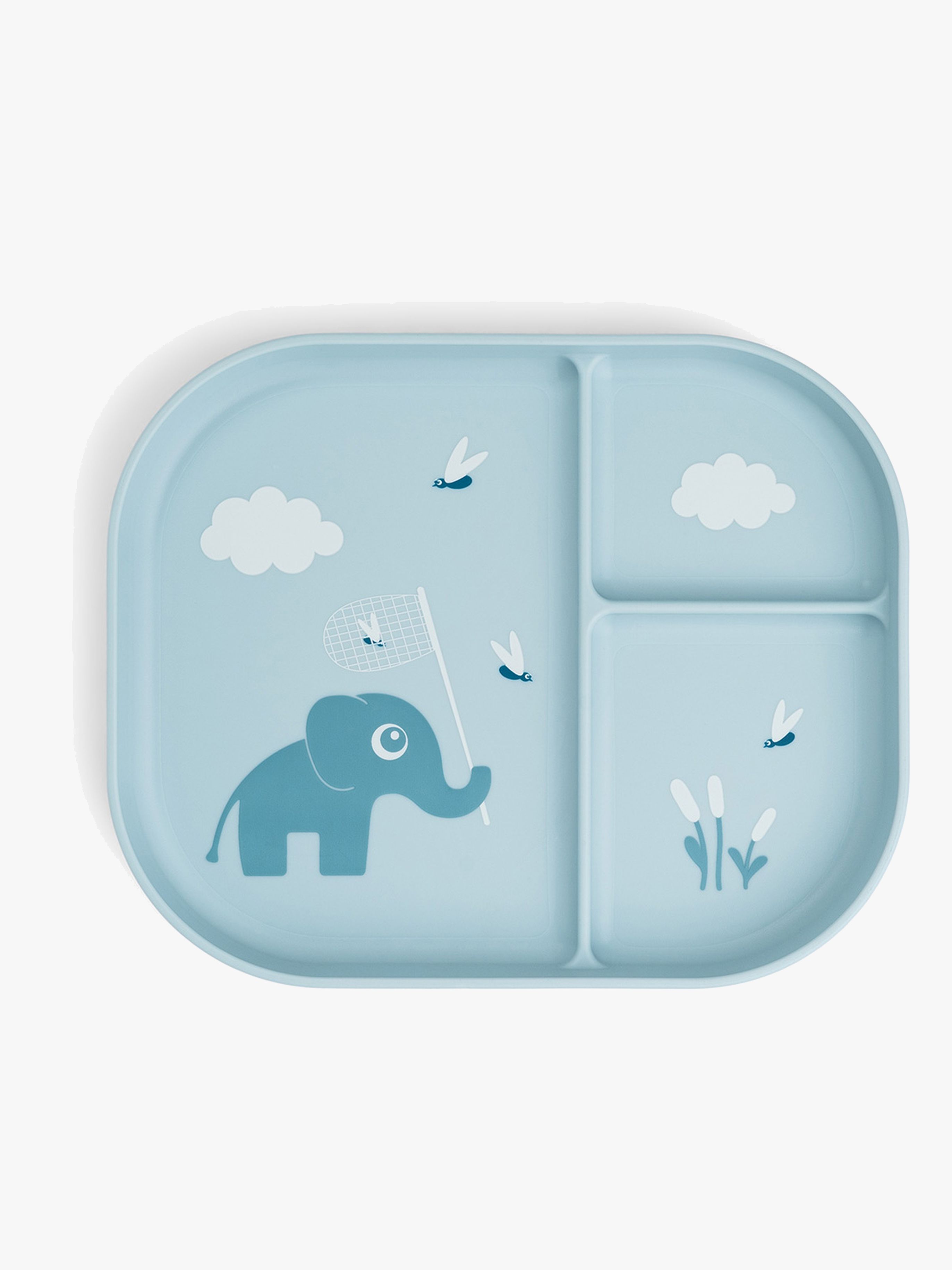 Done By Deer Playground Stick &  Stay  Opdelt Silikonetallerken, Elphee Blue