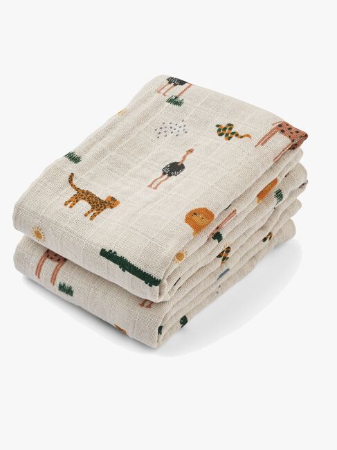 LIEWOOD Lewis Tæppe/ Stofble i Musselin 2-pak, Safari/Sandy