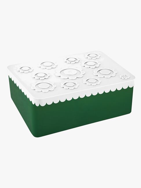 Blafre Madkasse Tre Rum Blomst, Hvid/Mørkegrøn