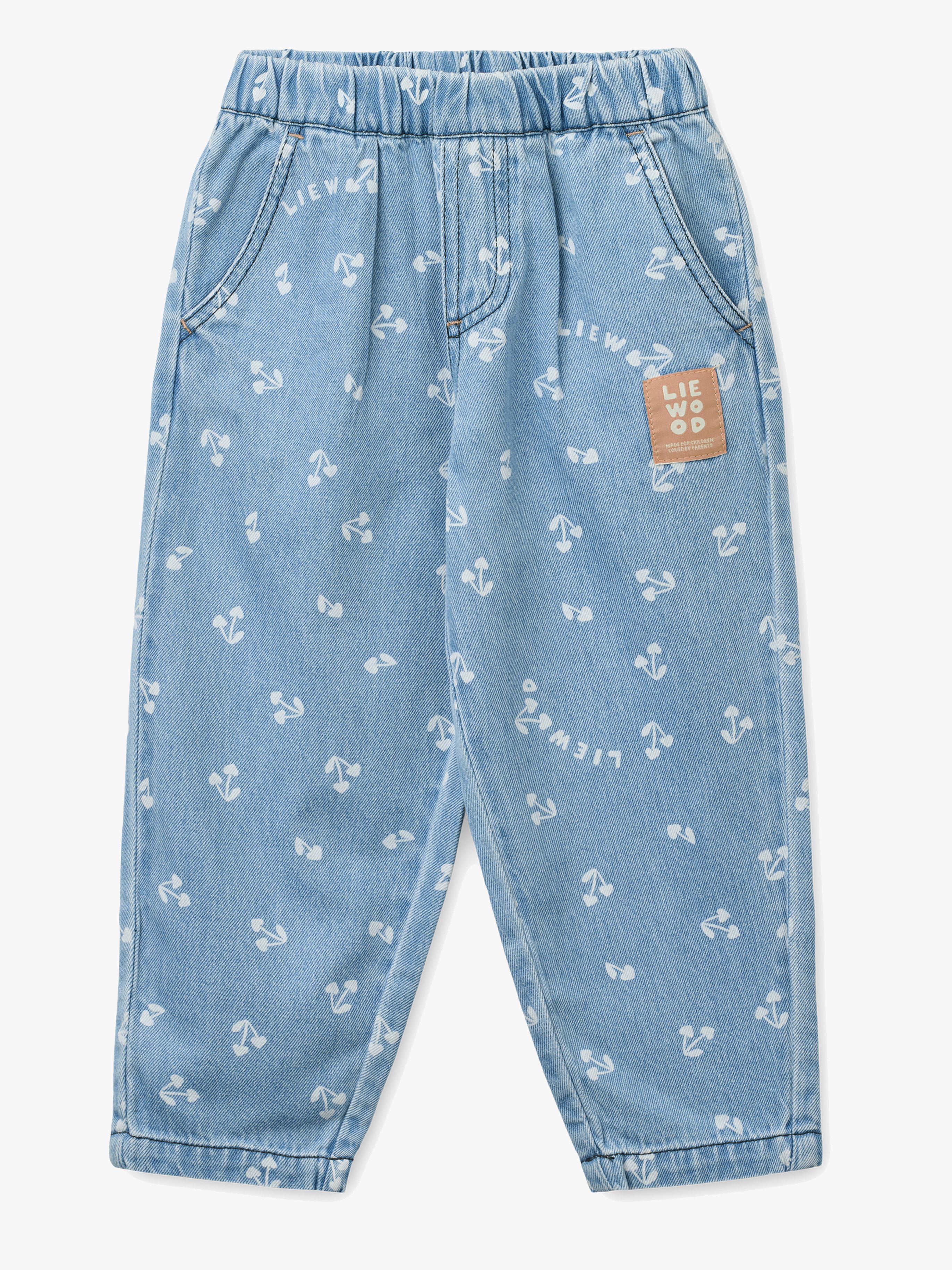 LIEWOOD Borris Light Printed Denim Bukser, Cherry Heart Sandy/Denim, 116