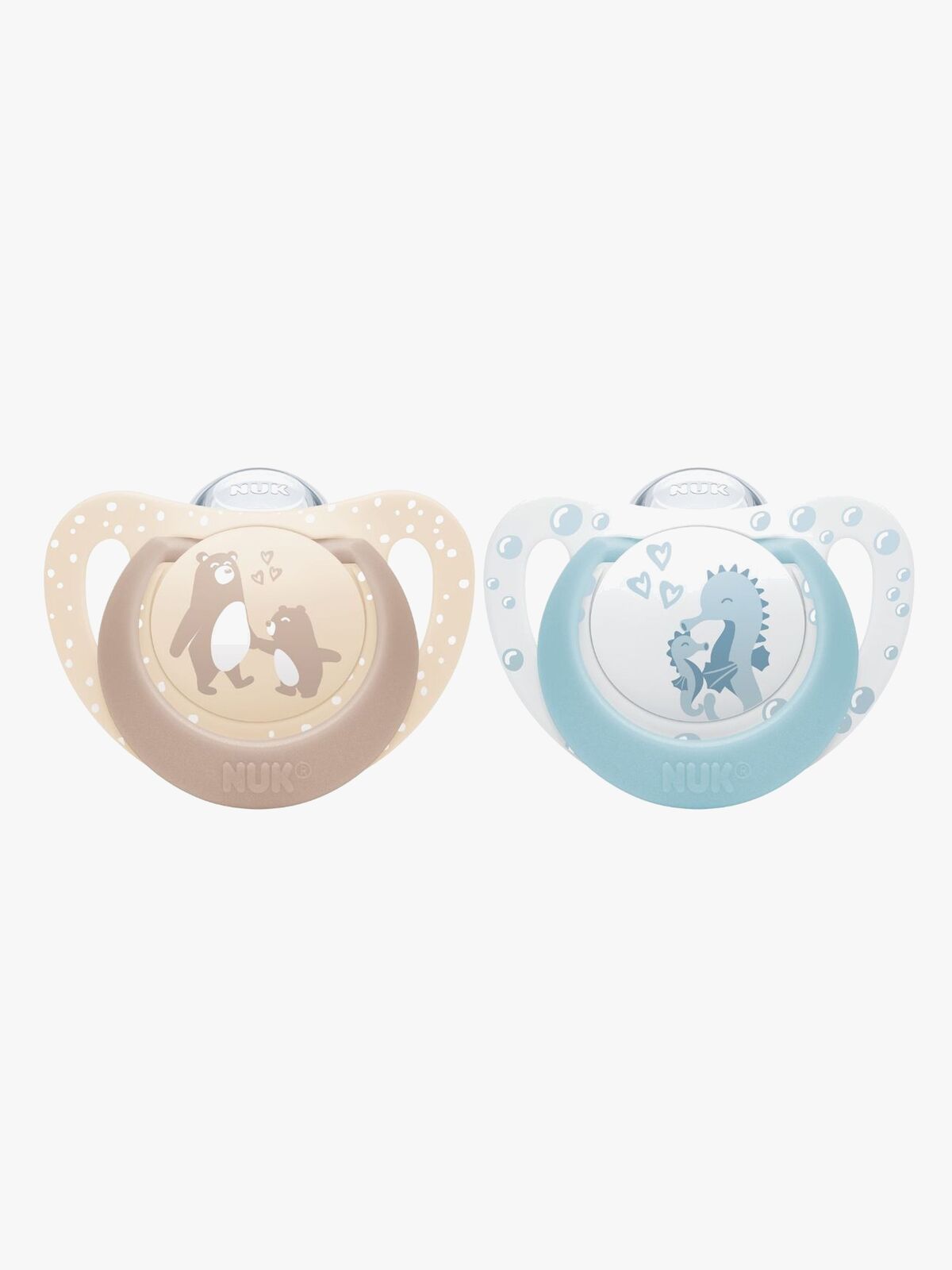 NUK First Choice Classic Sut 2-pak Str. 1, Bear/Seahorse
