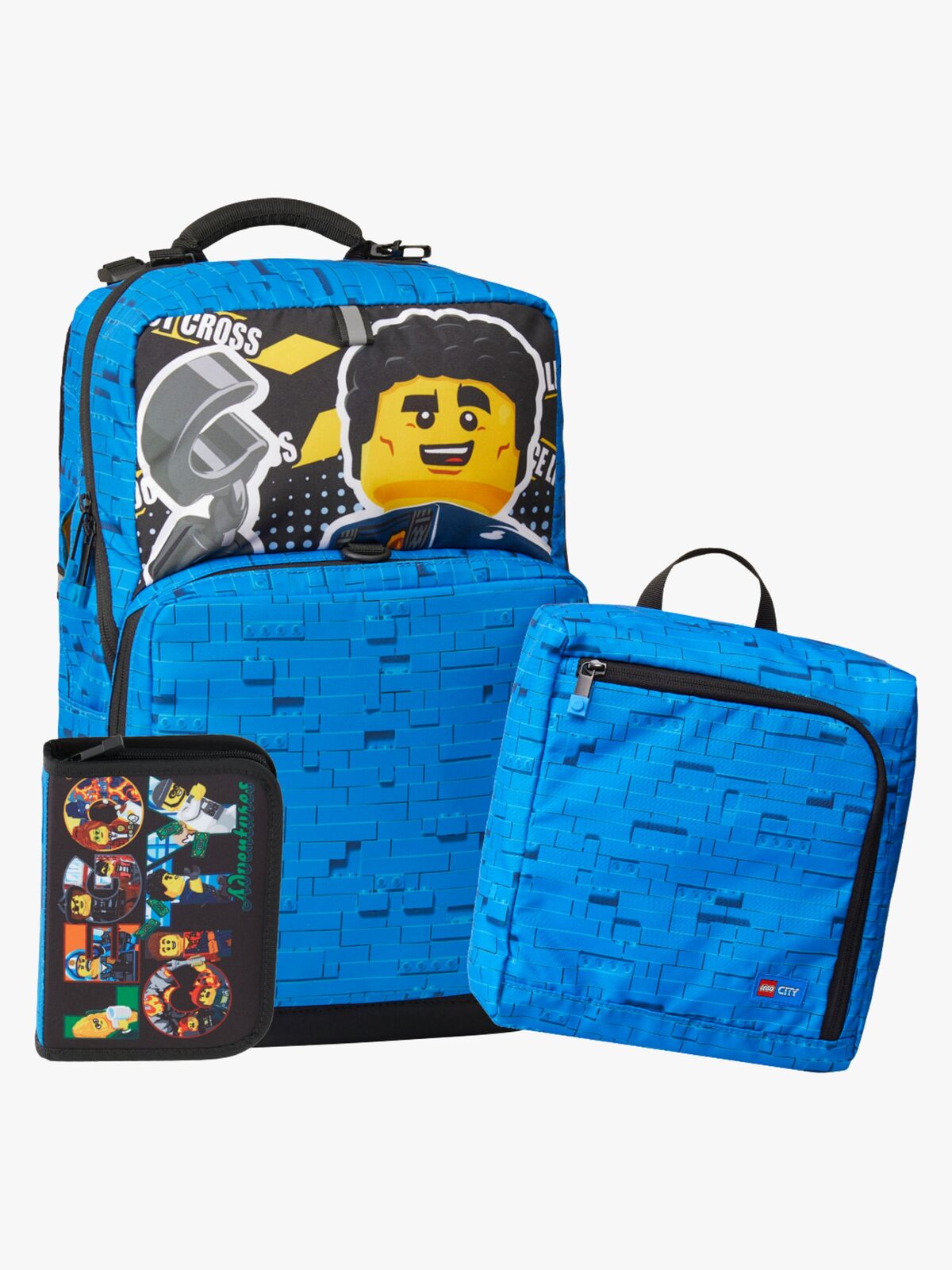 LEGO® City Police Adventure Taskesæt 20,5L med Fastgørelsesbar Gymnastikpose & Fyldt Penalhus, Blå