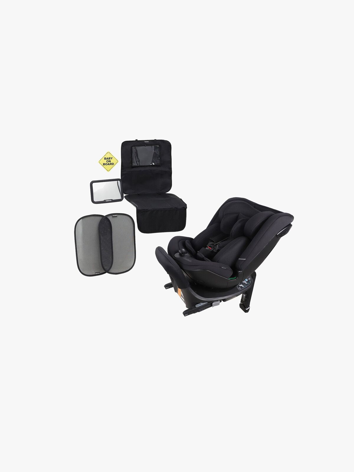 Beemoo Rotate i-Size Vendbar Autostol Inkl. Tilbehørspakke, Black Mesh