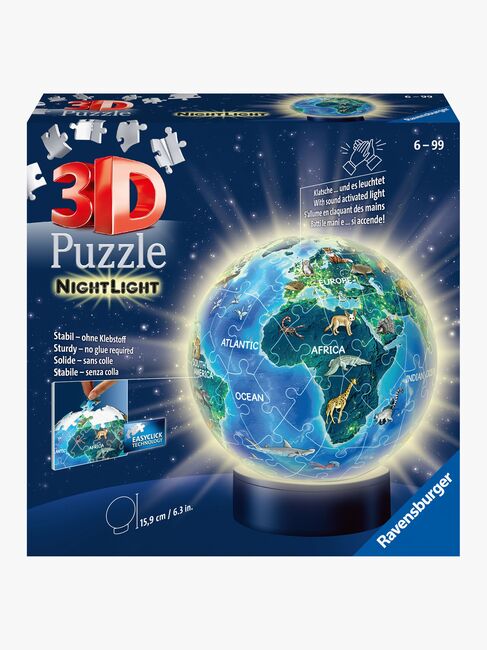 Ravensburger 3D Puslespil Globus Dyr, Natlampe 72 Brikker