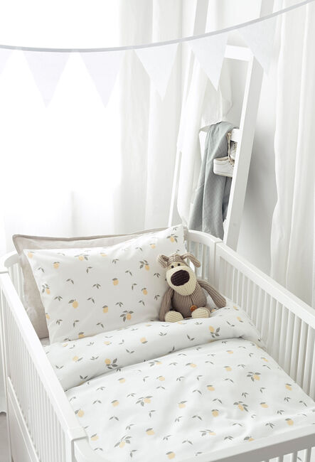 Borganäs Sengesæt Tremmeseng Lemons 100x130, Gul