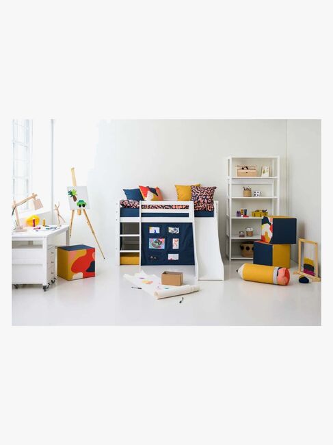 Hoppekids ECO Dream Halvhøj Seng med Rutsjebane og Stige 90x200, Hvid