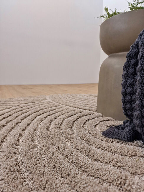 KMCarpets Doria Zen  Rundt Gulvtæppe 160, Linned