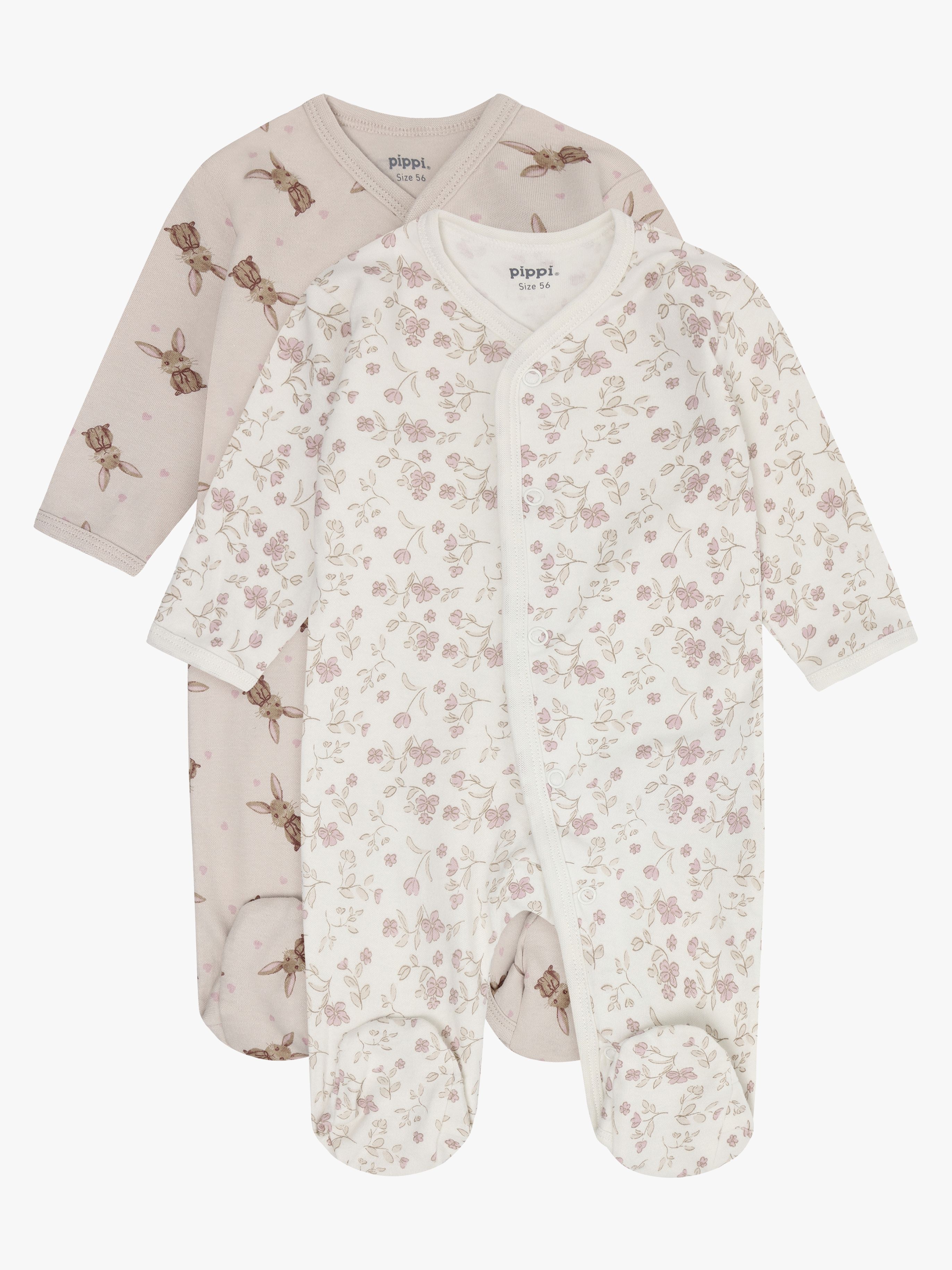 Pippi Baby Pyjamasdragt med Fod 2-pak, Violet Ice, 50