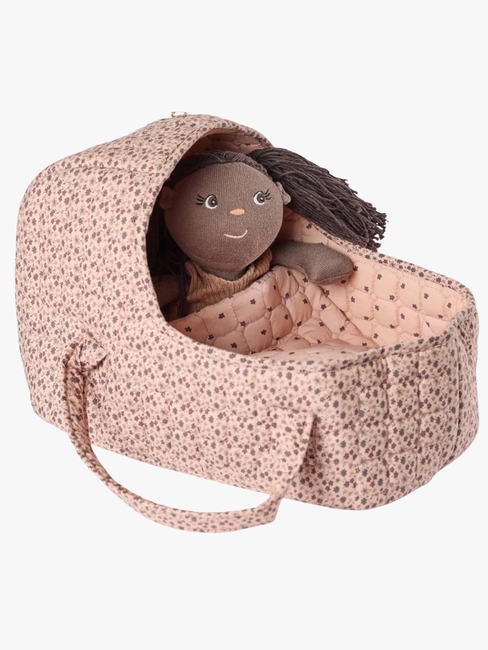 Smallstuff Dukkekurv med Pude og Dyne Blomster