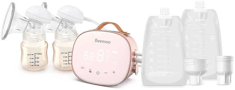 Beemoo Care Duo Elektrisk Dobbelt Brystpumpe inkl. Modermælksposer 180 ml 30-pak