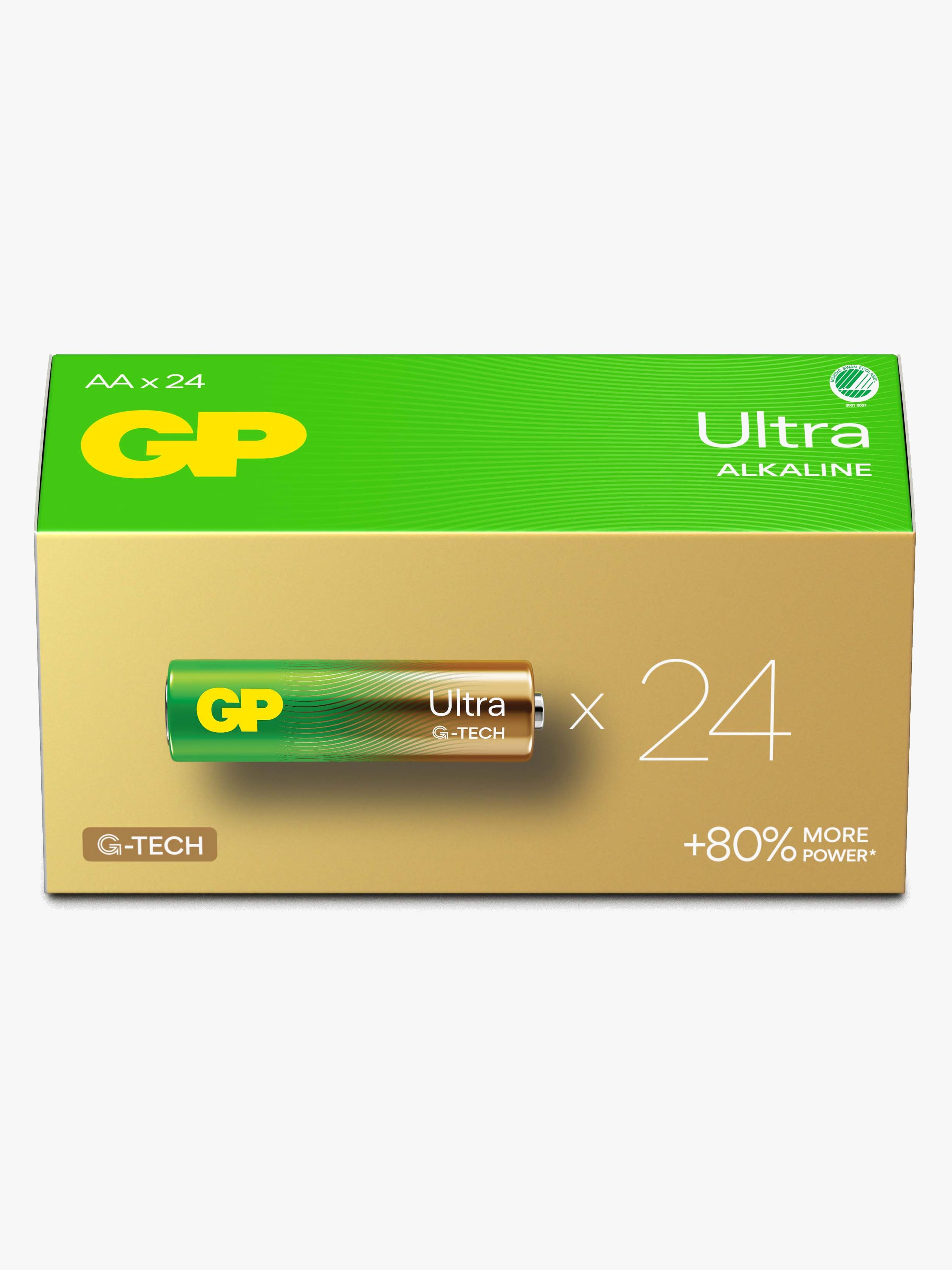 GP Ultra Alkaline G-TECH AA/LR6 Batterier Svanemærket 24-Pak