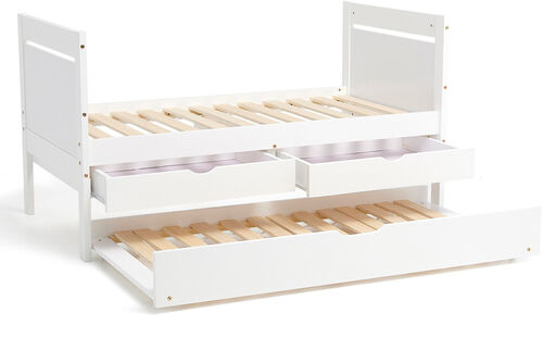 JLY 70x140 Juniorseng med Ekstraseng + Opbevaringskasser, Hvid